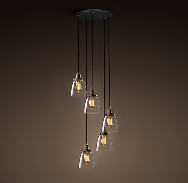 Подвесной светильник Loft Clear Glass Cloche 5 Черный Подвесной светильник Loft Clear Glass Cloche 5 Черный во Владивостоке | Loft Concept