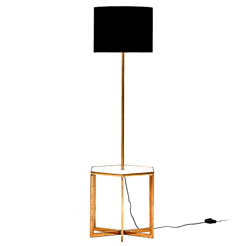 Напольная лампа Steno Floor lamp Белый Черный Винтажное глянцевое золото с состаренным эффектом Напольная лампа Steno Floor lamp Белый Черный Винтажное глянцевое золото с состаренным эффектом во Владивостоке | Loft Concept