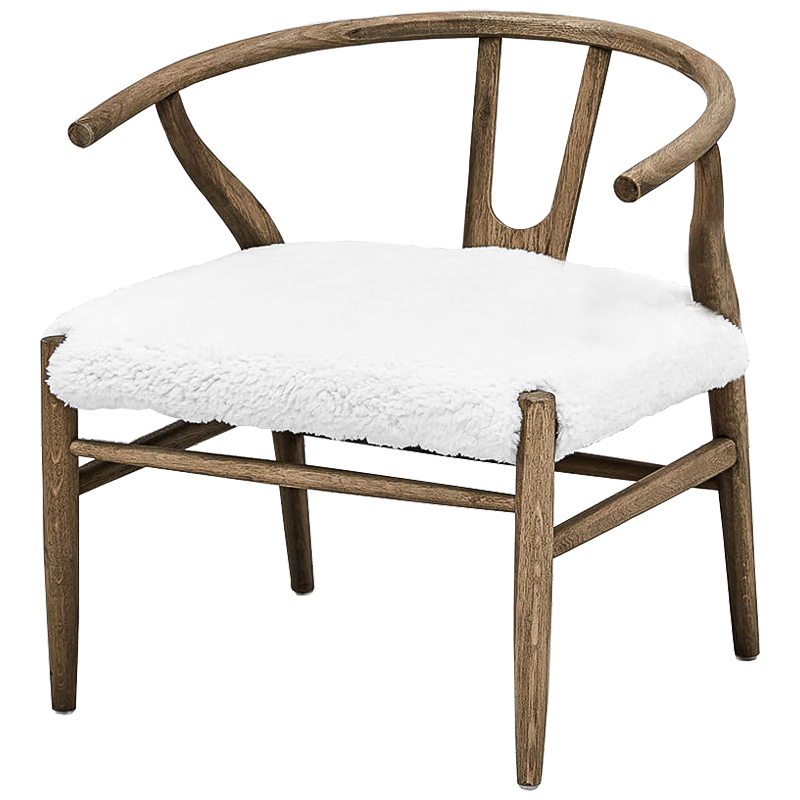 Стул Wishbone Faux Fur Stool Коричневый Белый Стул Wishbone Faux Fur Stool Коричневый Белый во Владивостоке | Loft Concept