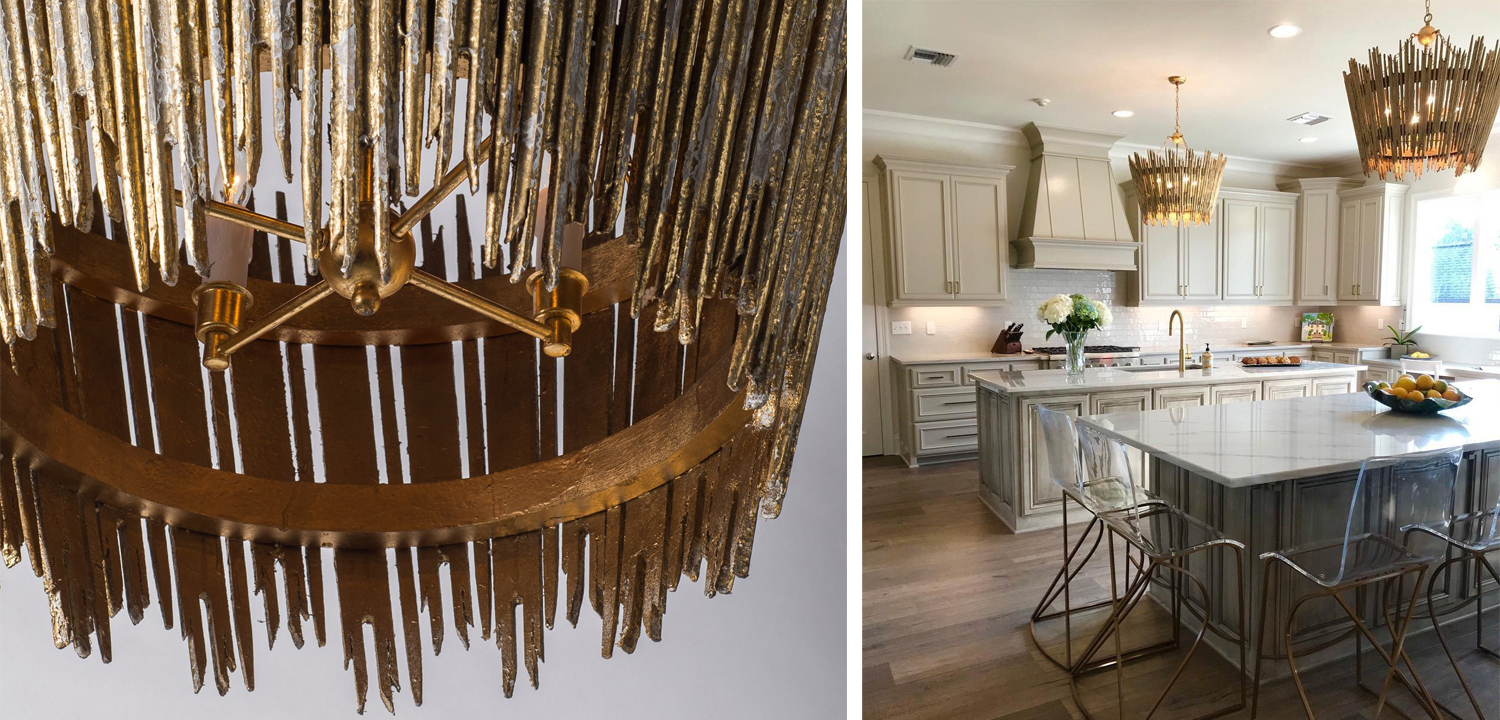 Люстра Ragna Golden Wooden Rods Chandelier - фото