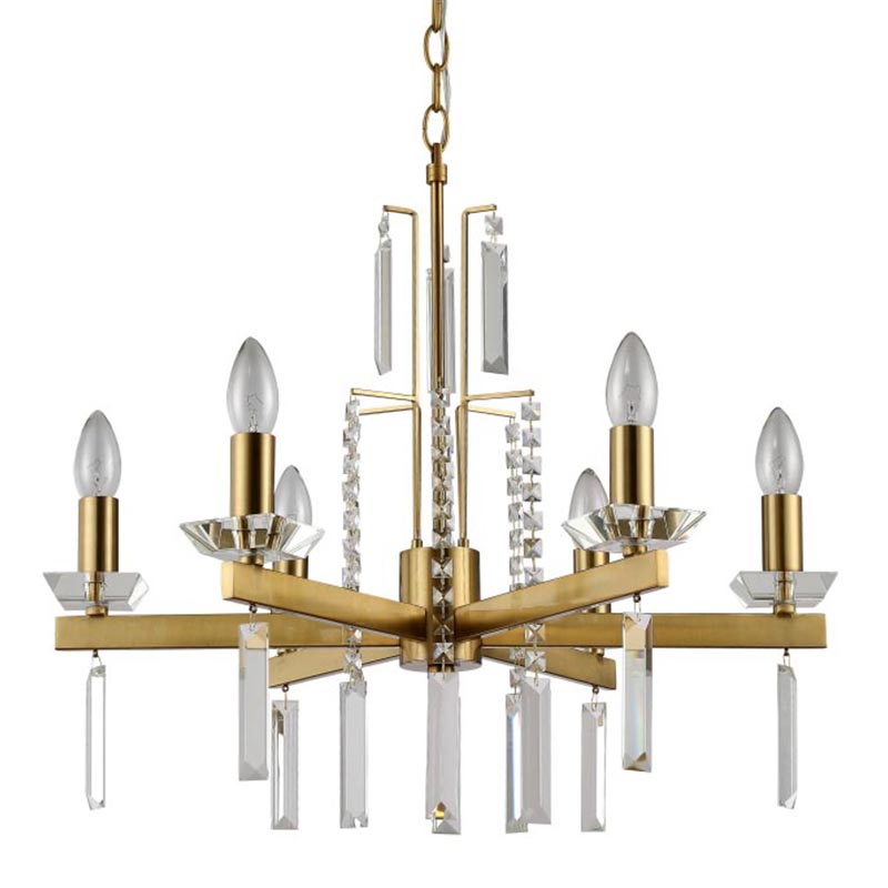 Люстра Vivien Crystal Brass Chandelier 6 Латунь Серый Люстра Vivien Crystal Brass Chandelier 6 Латунь Серый во Владивостоке | Loft Concept