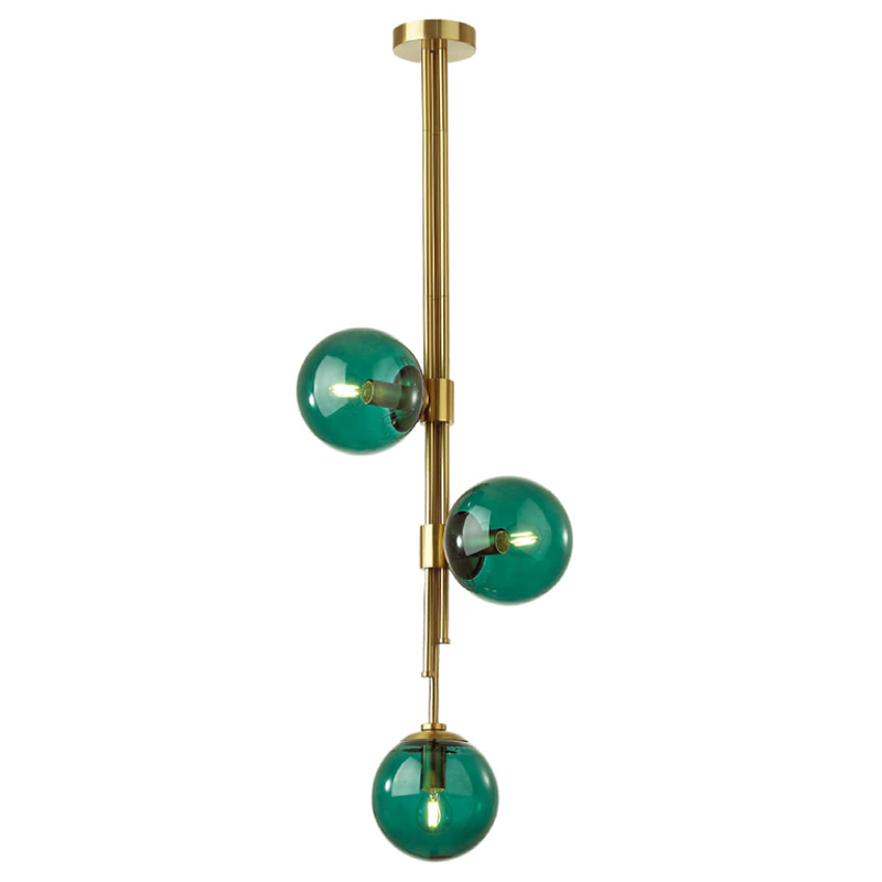Светильник TRILOGY Ceiling Light Turquoise glass 100 Латунь Изумрудный Светильник TRILOGY Ceiling Light Turquoise glass 100 Латунь Изумрудный во Владивостоке | Loft Concept