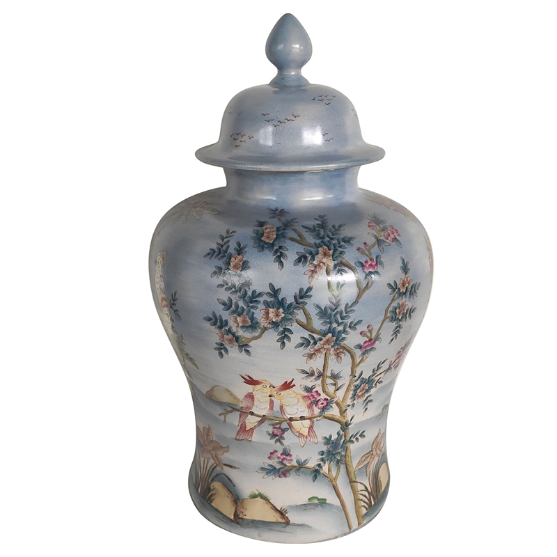 Ваза с крышкой Blue Vase Parrots Светло-голубой Мульти Ваза с крышкой Blue Vase Parrots Светло-голубой Мульти во Владивостоке | Loft Concept