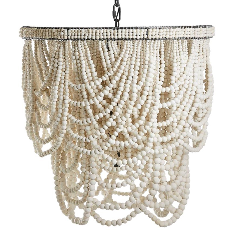 Двухъярусная люстра украшенная круглыми белыми бусинами Gradient Chandelier White Белый Темный хром Двухъярусная люстра украшенная круглыми белыми бусинами Gradient Chandelier White Белый Темный хром во Владивостоке | Loft Concept