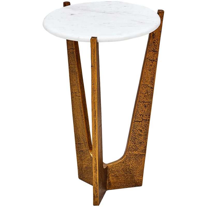 Приставной стол Anga Side Table Белый Винтажное Темное Золото Приставной стол Anga Side Table Белый Винтажное Темное Золото во Владивостоке | Loft Concept