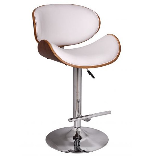 Барный стул Lounge Bar Stool белый Хром Белый Коричневый Барный стул Lounge Bar Stool белый Хром Белый Коричневый во Владивостоке | Loft Concept