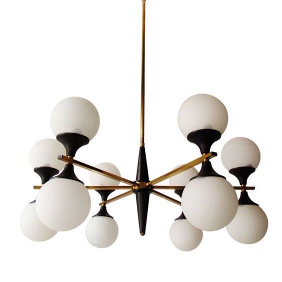 Люстра Ball Valley Arredoluce Chandelier Белый Латунь Черный Люстра Ball Valley Arredoluce Chandelier Белый Латунь Черный во Владивостоке | Loft Concept