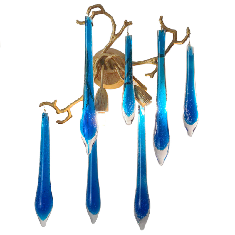 Бра Blue Fountain Wall Lamp Синий Золотой Бра Blue Fountain Wall Lamp Синий Золотой во Владивостоке | Loft Concept