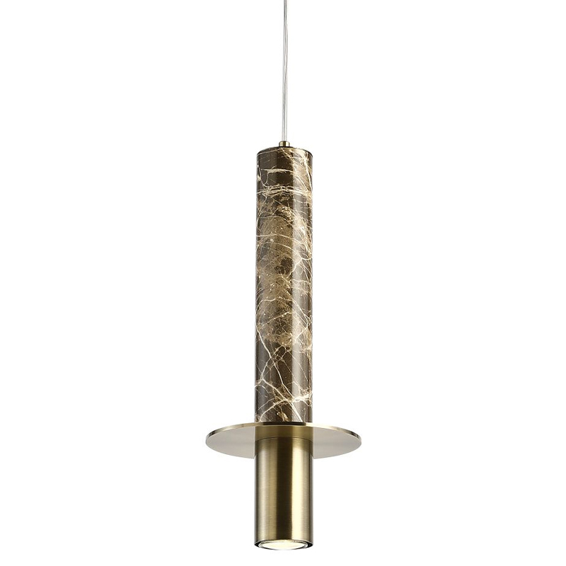 Подвесной светильник с декором под коричневый мрамор Shaw Marble Brass Латунь Коричневый во Владивостоке | Loft Concept 