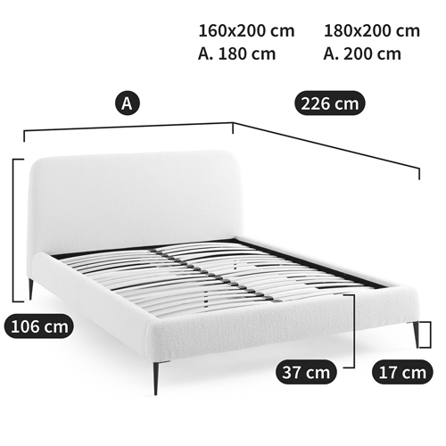 Кровать с обивкой букле Wanda Boucle Bed во Владивостоке