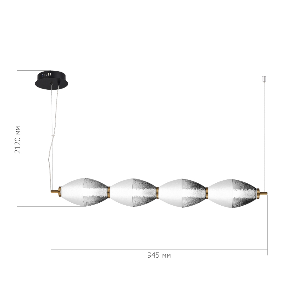 Подвесной светильник линейный в сочетании двух разных фактур стекла Enchanting во Владивостоке