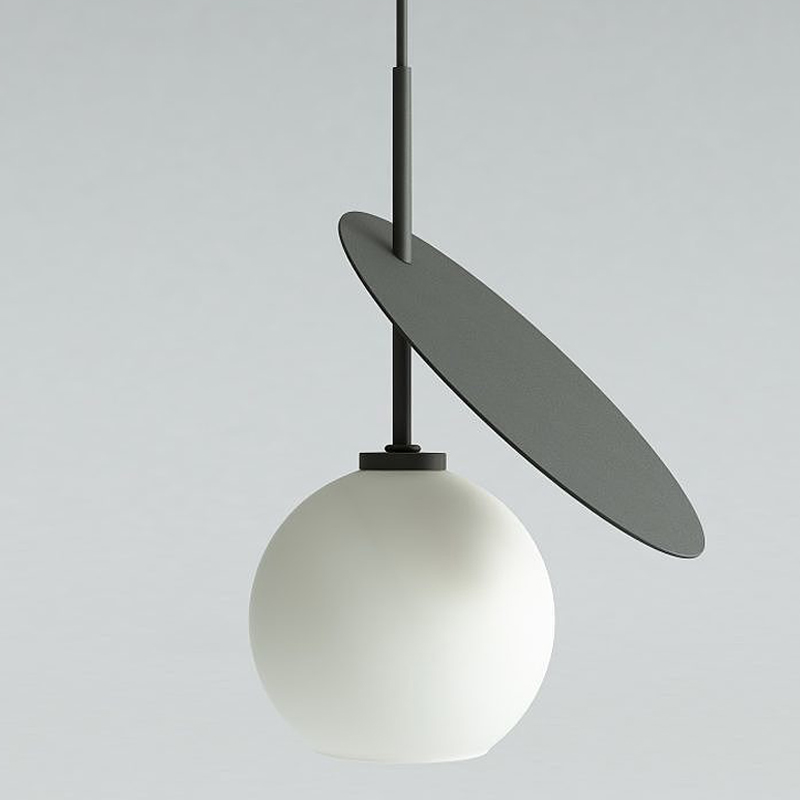 Подвесной светильник Cherry Pendant One Black Белое матовое стекло Черный Подвесной светильник Cherry Pendant One Black Белое матовое стекло Черный во Владивостоке | Loft Concept