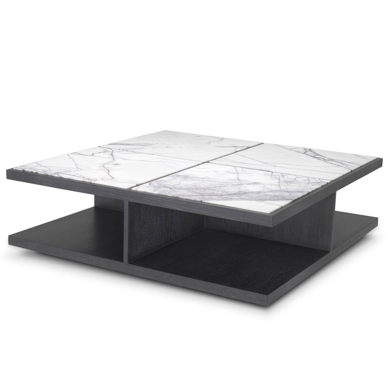 Кофейный стол Eichholtz Coffee Table Miguel Дерево Темно-Серый Белый Мрамор Bianco Кофейный стол Eichholtz Coffee Table Miguel Дерево Темно-Серый Белый Мрамор Bianco во Владивостоке | Loft Concept