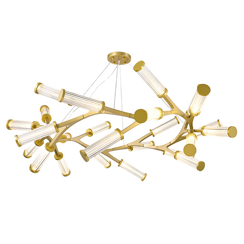 Люстра Cylinder Branches Chandelier Ring Gold Золотой Прозрачный Люстра Cylinder Branches Chandelier Ring Gold Золотой Прозрачный во Владивостоке | Loft Concept
