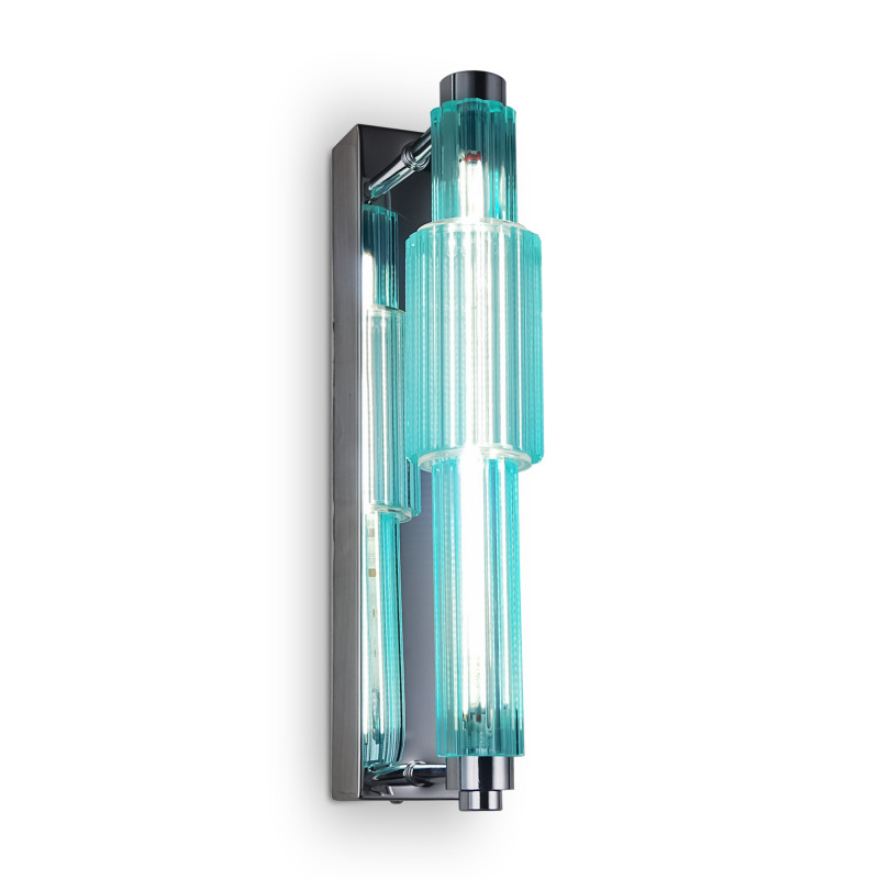 Бра с вертикальным узким плафоном Fuse Crystal Blue Хром Синий Бра с вертикальным узким плафоном Fuse Crystal Blue Хром Синий во Владивостоке | Loft Concept