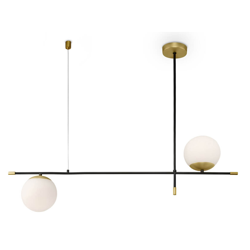 Светильник Spike Two Balls Hanging Lamp Белый Золотой Черный во Владивостоке | Loft Concept 
