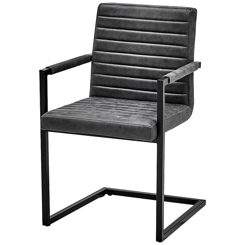 Стул с подлокотниками Dalak Stool Grey Черный Серый Стул с подлокотниками Dalak Stool Grey Черный Серый во Владивостоке | Loft Concept