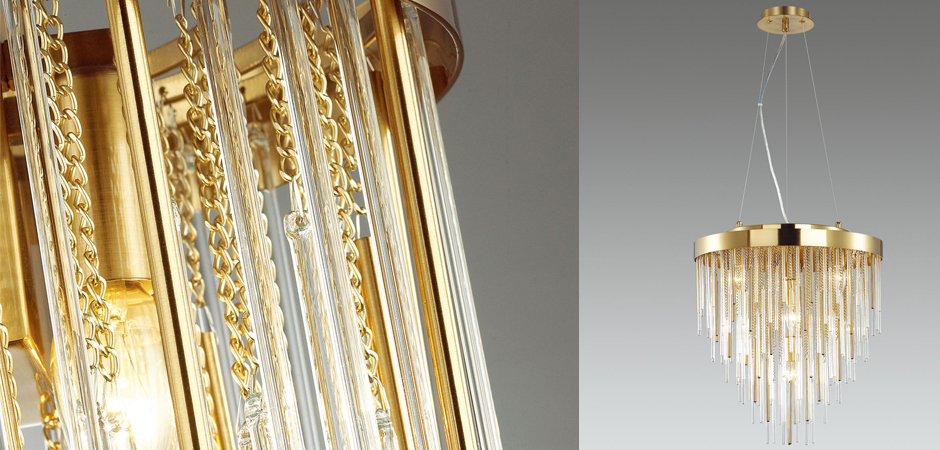 Люстра Luxury Gold & Glass Stripes Люстра Luxury Gold & Glass Stripes - Loft-Concept во Владивостоке