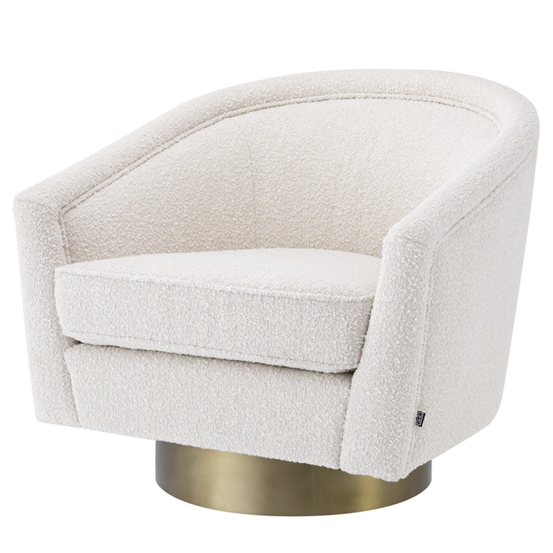Кресло Eichholtz Swivel Chair Catene Boucle cream Кремовый матовое золото Кресло Eichholtz Swivel Chair Catene Boucle cream Кремовый матовое золото во Владивостоке | Loft Concept