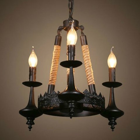 Люстра 3-Light Rustic Chandelier Черный Люстра 3-Light Rustic Chandelier Черный во Владивостоке | Loft Concept