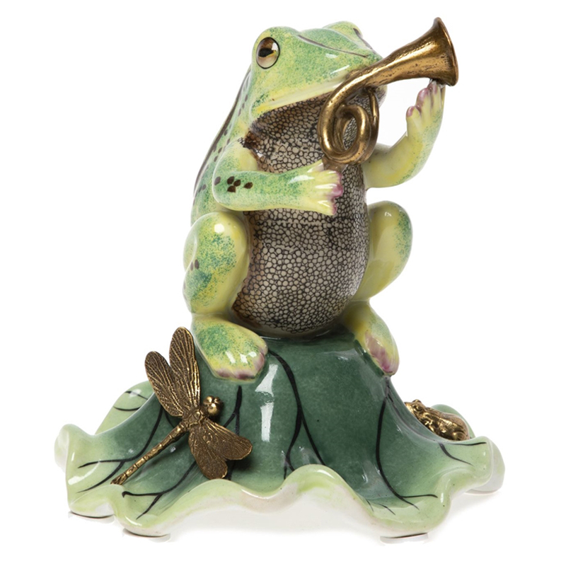 Статуэтка Frog Trumpeter Зеленый Золотой Статуэтка Frog Trumpeter Зеленый Золотой во Владивостоке | Loft Concept