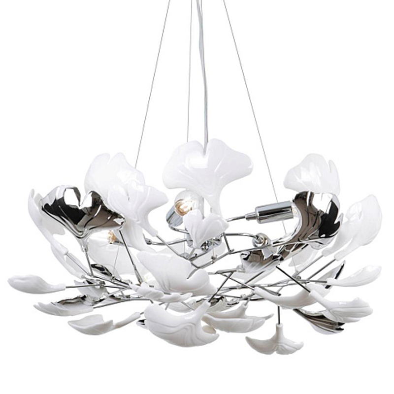 Люстра Wintery flover Chrome с Белыми декоративными плафонами Хром Белый Люстра Wintery flover Chrome с Белыми декоративными плафонами Хром Белый во Владивостоке | Loft Concept