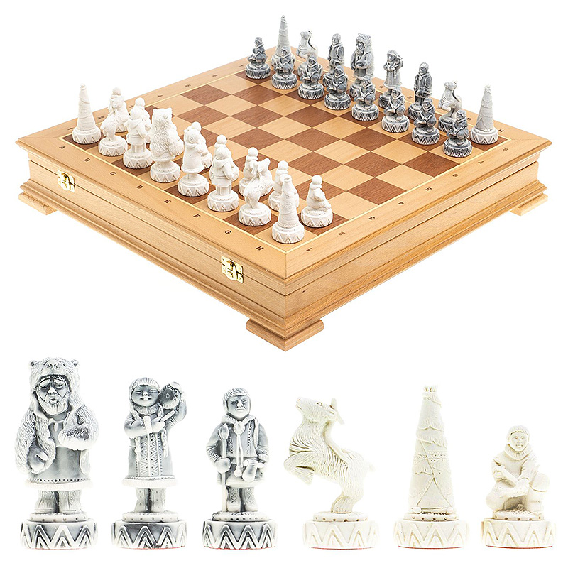 Шахматы Северные народы в ларце из натурального бука Decorative Thematic Chess Белый Серый Оранжевый Коричневый Шахматы Северные народы в ларце из натурального бука Decorative Thematic Chess Белый Серый Оранжевый Коричневый во Владивостоке | Loft Concept