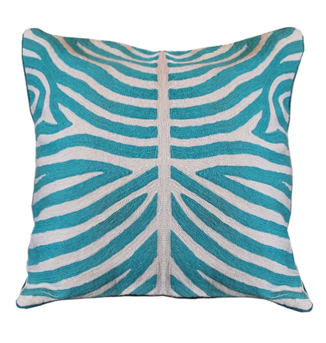 Подушка Turquoise Zebra Бирюзовый Белый Подушка Turquoise Zebra Бирюзовый Белый во Владивостоке | Loft Concept