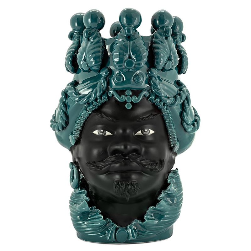 Ваза VASE MORO BIG MAN SIMPLY MAT dark turquoise Черный Бирюзовый во Владивостоке | Loft Concept 