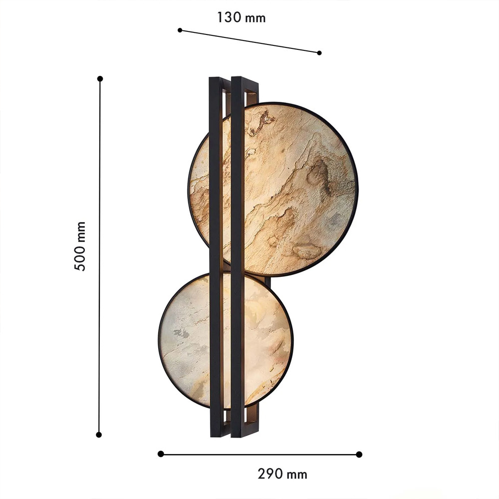 Бра из двух каменных дисков в металлической раме Constellation во Владивостоке
