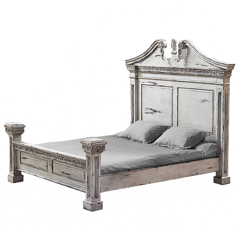 Кровать Gothic Style Bed White Белый винтажная патина Кровать Gothic Style Bed White Белый винтажная патина во Владивостоке | Loft Concept