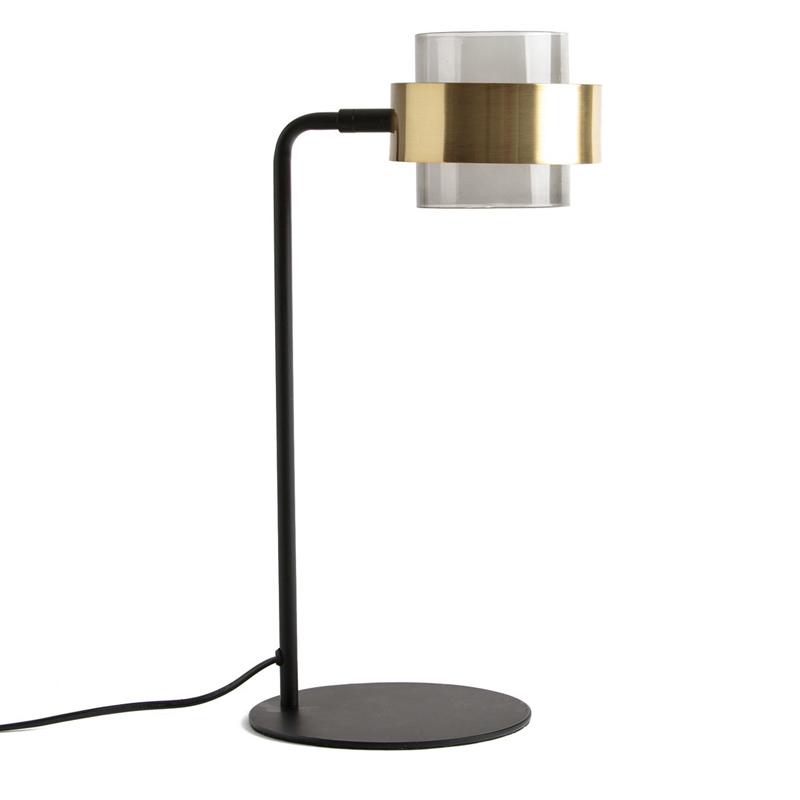 Настольная лампа Truvor Table Lamp Стекло Смок Латунь Черный во Владивостоке | Loft Concept 