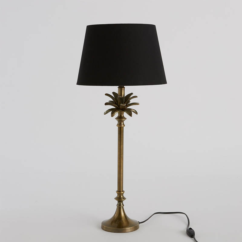 Настольная лампа Palm Black Lampshade Латунь Настольная лампа Palm Black Lampshade Латунь во Владивостоке | Loft Concept
