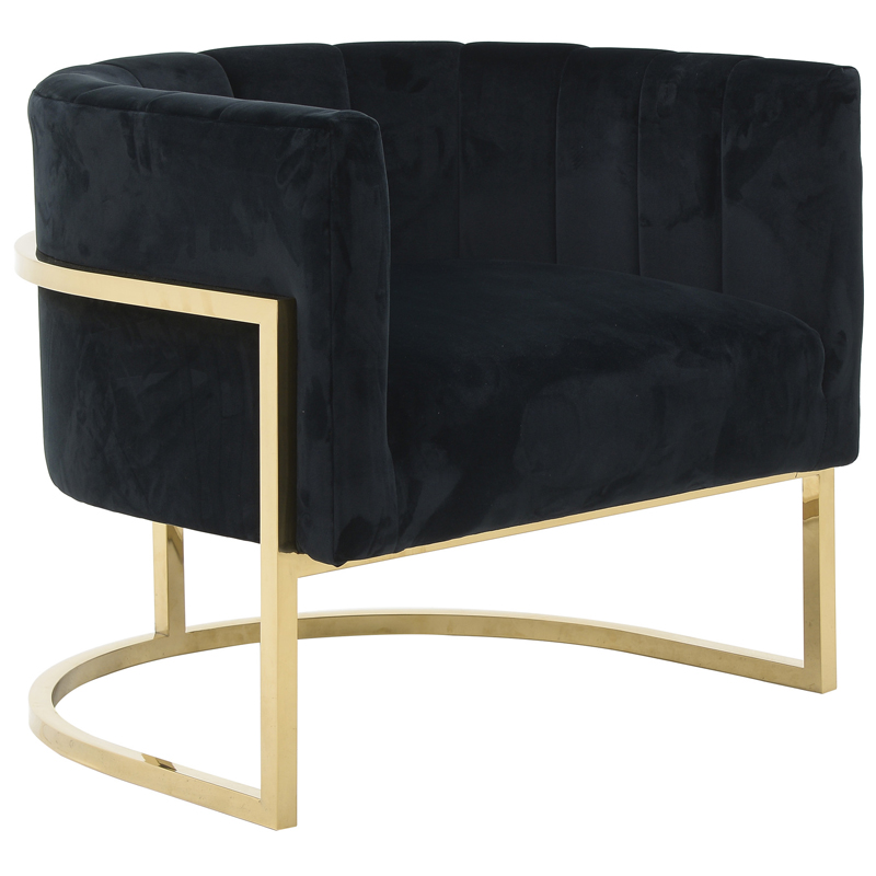 Кресло Accent Velvet chair black Черный Глянцевое золото Кресло Accent Velvet chair black Черный Глянцевое золото во Владивостоке | Loft Concept