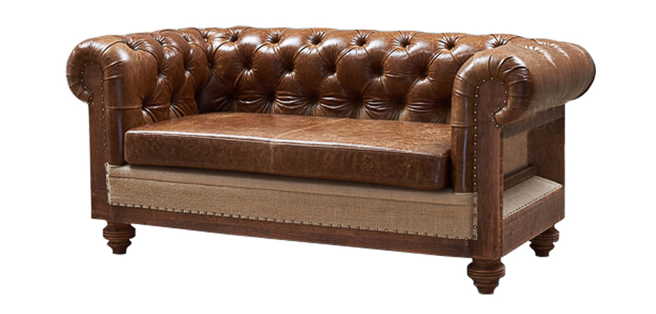 Диван Deconstructed Chesterfield Sofa double Brown leather - фото №1