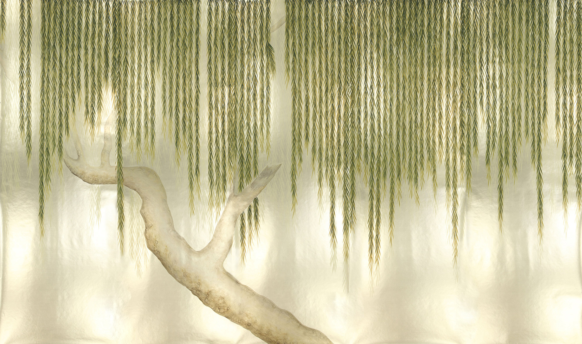 Обои ручная роспись Willow Original colourway on Champagne Gold gilded paper Обои ручная роспись Willow Original colourway on Champagne Gold gilded paper - постер Loft-Concept во Владивостоке