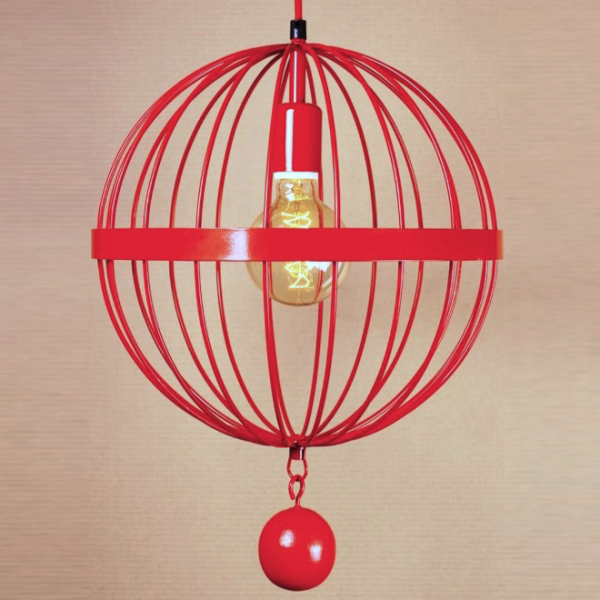 Подвесной светильник Wire Cage Pendant Spher Red Красный Подвесной светильник Wire Cage Pendant Spher Red Красный во Владивостоке | Loft Concept