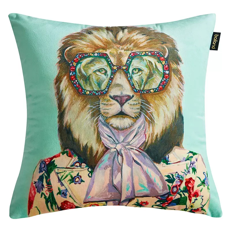 Декоративная подушка Стиль Gucci Leo Fashion Animals Cushion Mint Мятный Мульти Декоративная подушка Стиль Gucci Leo Fashion Animals Cushion Mint Мятный Мульти во Владивостоке | Loft Concept