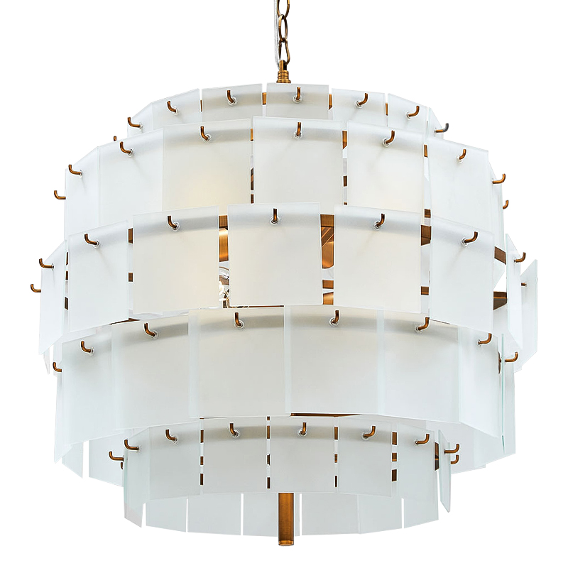 Люстра Glass Square Plates Chandelier Медь Белый Люстра Glass Square Plates Chandelier Медь Белый во Владивостоке | Loft Concept