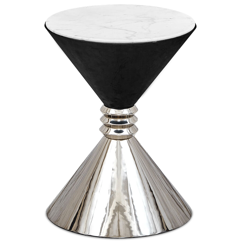 Приставной стол Hourglass side table Никель Черный Белый Приставной стол Hourglass side table Никель Черный Белый во Владивостоке | Loft Concept