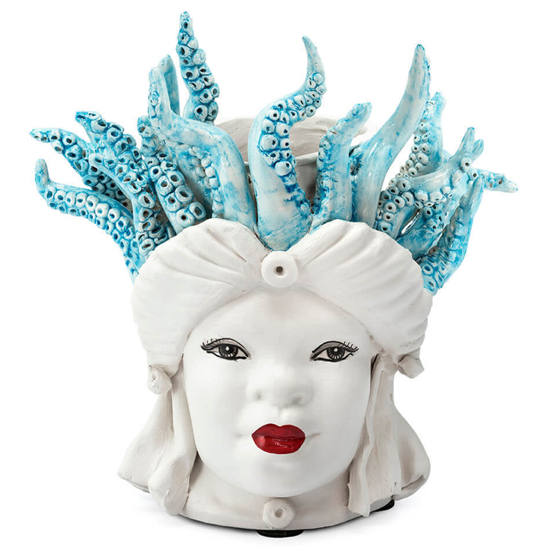 Ваза VASE MORO LADY SMALL MEDUSA Белый Голубой Ваза VASE MORO LADY SMALL MEDUSA Белый Голубой во Владивостоке | Loft Concept