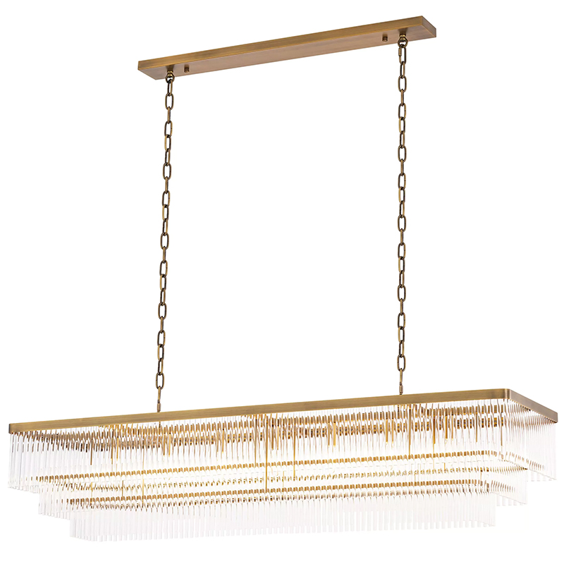 Люстра Eichholtz Chandelier East Rectangular Латунь Прозрачное Стекло во Владивостоке | Loft Concept 