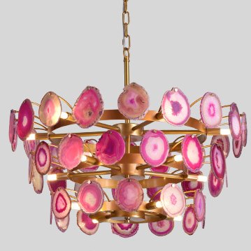 Люстра Agate Burst Chandelier 3 Round pink Розовый пастельный Золотой Люстра Agate Burst Chandelier 3 Round pink Розовый пастельный Золотой во Владивостоке | Loft Concept