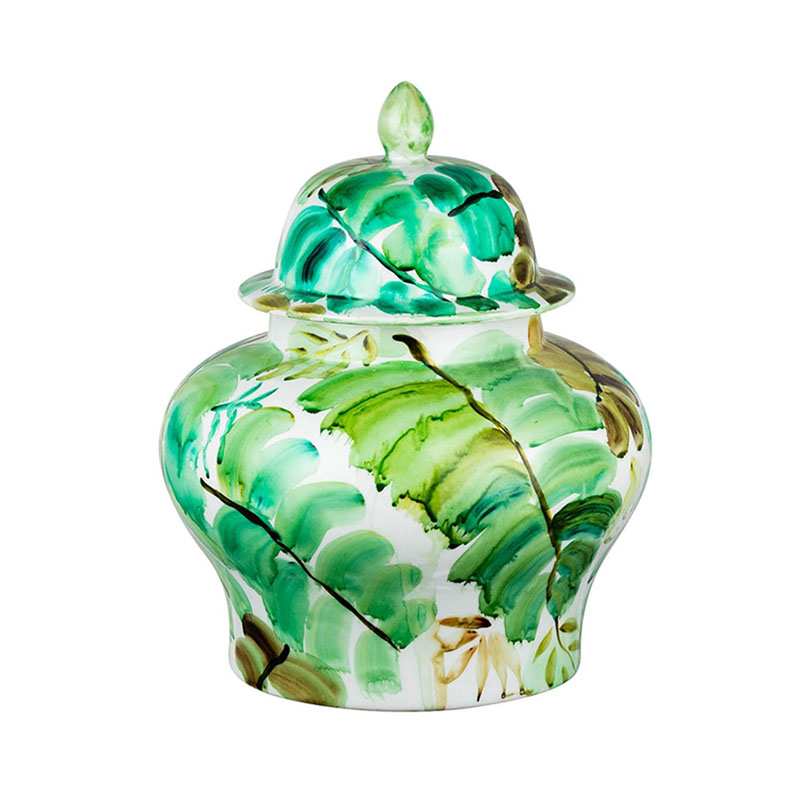 Ваза Vase Green Leaves II Белый Зеленый Ваза Vase Green Leaves II Белый Зеленый во Владивостоке | Loft Concept