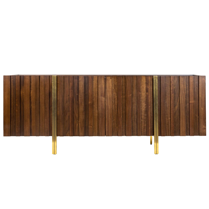 Комод с мраморной столешницей Walnut Veneer Коричневый Белый Латунь Комод с мраморной столешницей Walnut Veneer Коричневый Белый Латунь во Владивостоке | Loft Concept