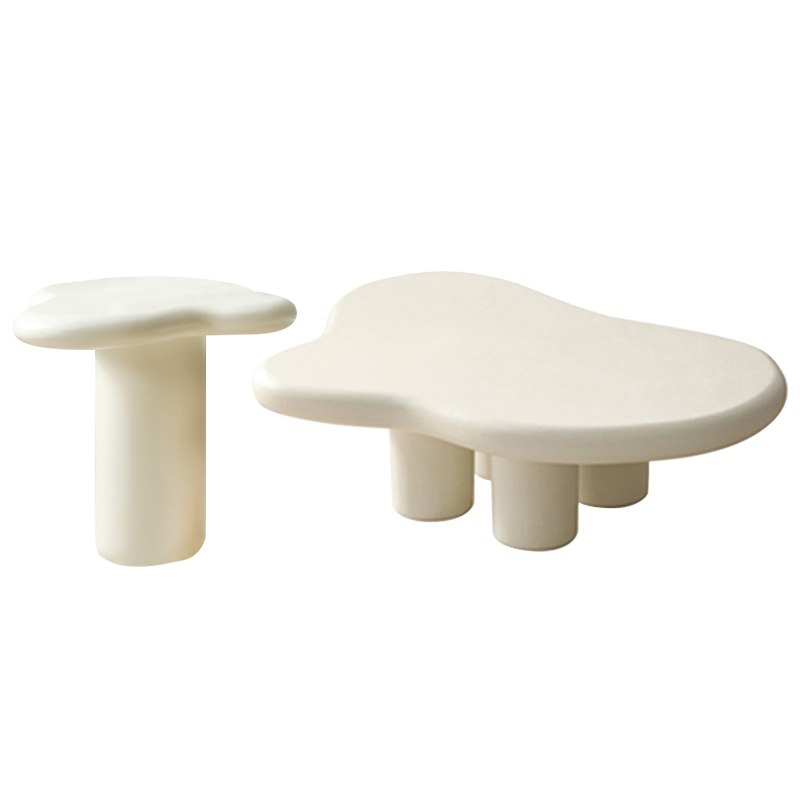 Комплект кофейных столиков Aine Curved Coffee Tables Молочный Черный Комплект кофейных столиков Aine Curved Coffee Tables Молочный Черный во Владивостоке | Loft Concept