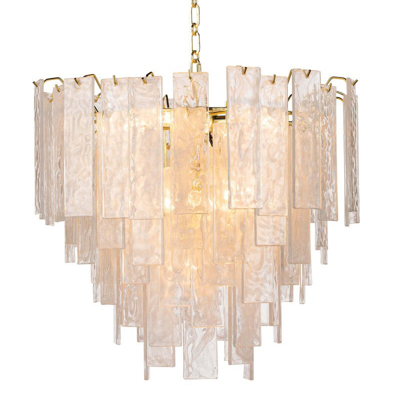 Люстра Textured Glass Chandelier Rectangular Pendants Золотой Прозрачный (Transparent) Люстра Textured Glass Chandelier Rectangular Pendants Золотой Прозрачный (Transparent) во Владивостоке | Loft Concept