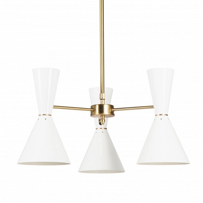 Люстра CAIRO Chandelier 3 Arm White Белый Латунь Люстра CAIRO Chandelier 3 Arm White Белый Латунь во Владивостоке | Loft Concept