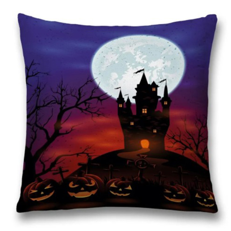 Подушка Halloween Castle Синий Черный Красный Подушка Halloween Castle Синий Черный Красный во Владивостоке | Loft Concept