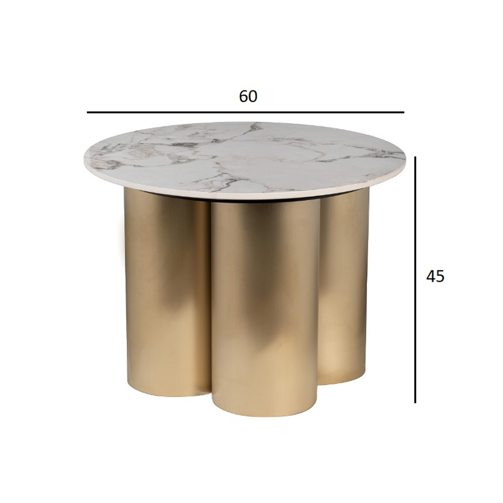 Стол журнальный круглый керамогранит белый Keramos во Владивостоке